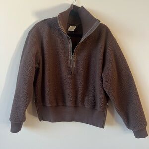 Varley coffee Brown half zip fleece Sweater small